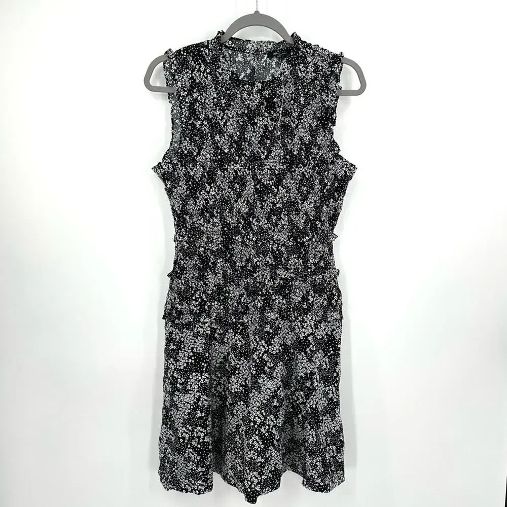 Madewell Smocked Crewneck Mini Dress in Floral Size 6